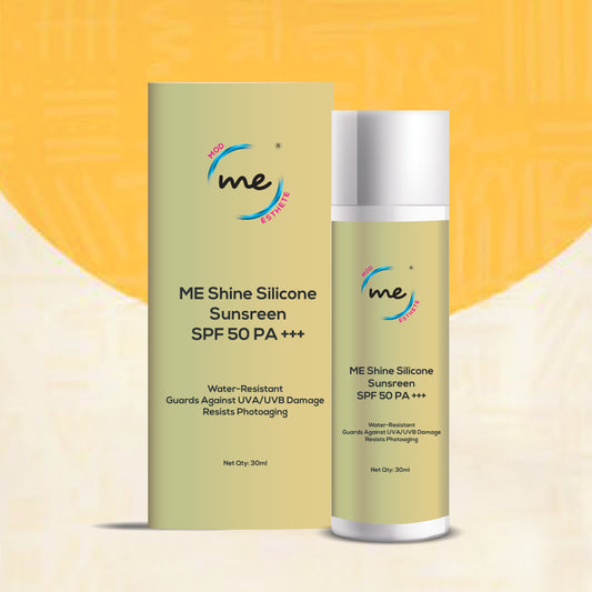 Mod Esthete ME SHINE Silicone Sunscreen Gel | With Avobenzone, Resveratrol, Green Tea & Titanium Dioxide | Matte Finish, Broad Spectrum SPF | For Oily Skin & Humid Weather | 30 Ml