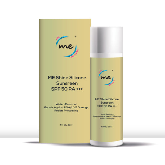 Mod Esthete ME SHINE Silicone Sunscreen Gel | With Avobenzone, Resveratrol, Green Tea & Titanium Dioxide | Matte Finish, Broad Spectrum SPF | For Oily Skin & Humid Weather | 30 Ml