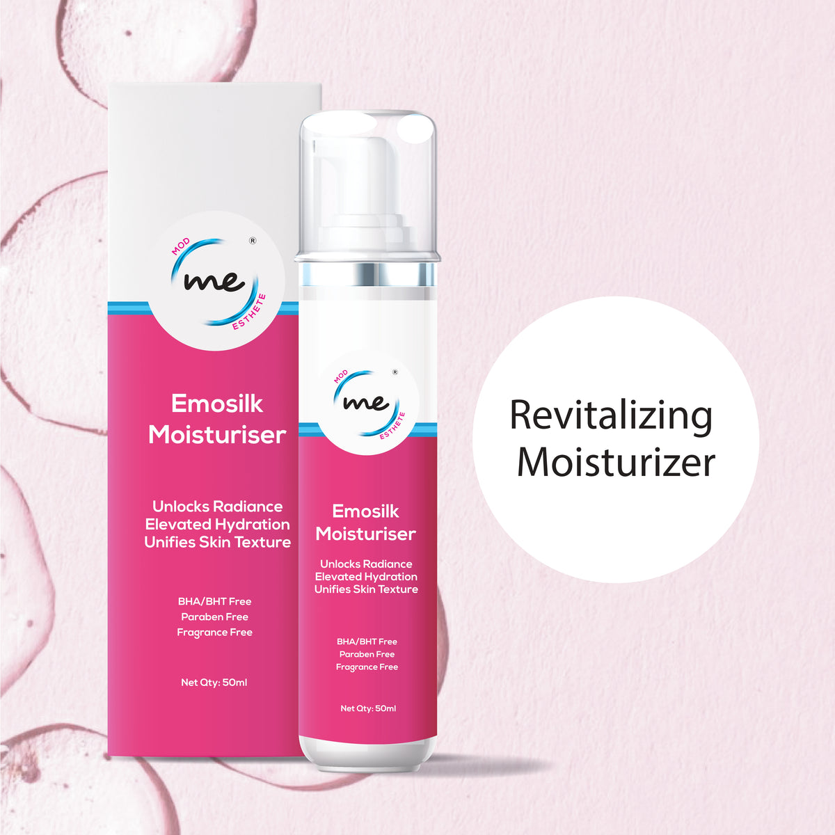 Mod Esthete ME Emosilk Revitalizing Moisturizer | With Olive Squalene, Shea Butter, N-Acetyl Glucosamine & Rosehip Oil | Deep Hydration, Anti-Ageing, Pigmentation Control | For All Skin Types – 50ml