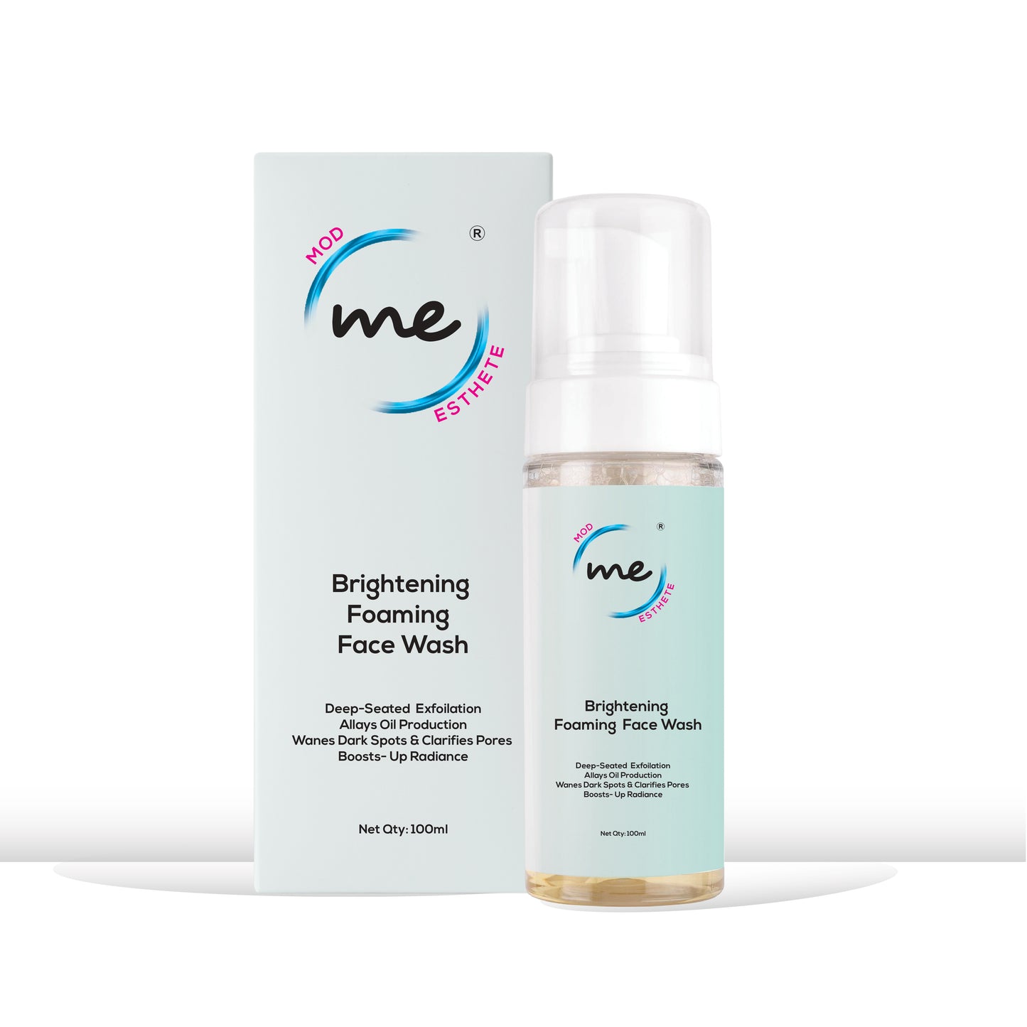 Mod Esthete ME Brightening Foam Face Wash | With 1% Salicylic Acid, Kojic Acid, Lactic Acid & Vitamin C | Exfoliating, Oil Control & Pigmentation Cleanser | For Oily & Acne-Prone Skin – 100ml