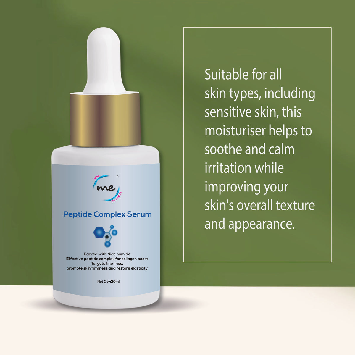 Mod Esthete ME Peptide Complex Serum | Anti-Aging, Hydrating & Firming | 7 Peptides + Niacinamide + N-Acetyl Glucosamine + Hyaluronic Acid | Reduces Fine Lines & Wrinkles – 30ml
