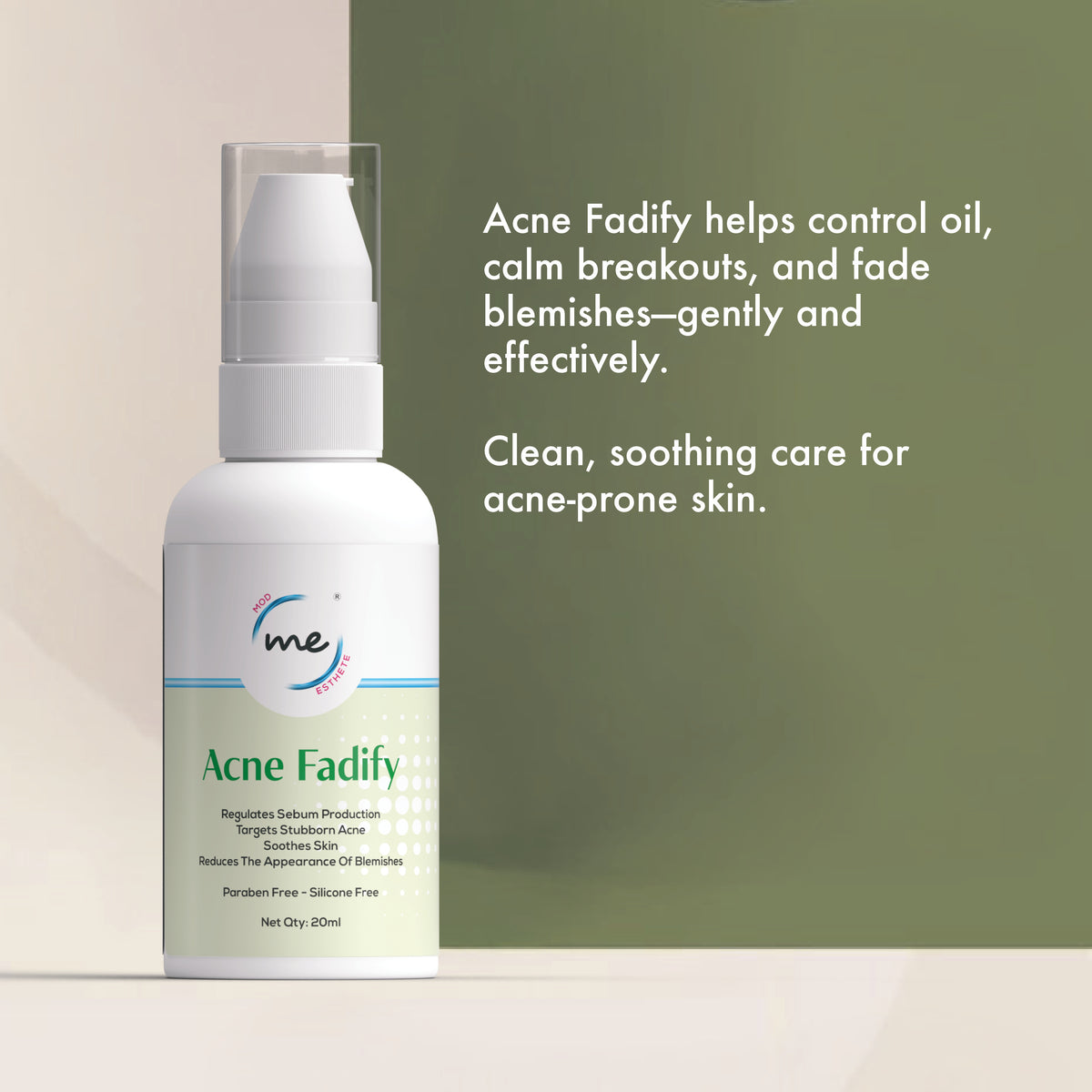 Mod Esthete ME Acne Fadify Cream(NEW) | With 1% Salicylic, Mandelic, Zinc PCA & Niacinamide | Acne Spot Treatment, Scar Removal, Oil Control, Soothing Care | Paraben-Free | 20ml