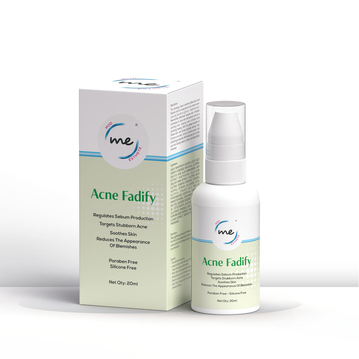 Mod Esthete ME Acne Fadify Cream(NEW) | With 1% Salicylic, Mandelic, Zinc PCA & Niacinamide | Acne Spot Treatment, Scar Removal, Oil Control, Soothing Care | Paraben-Free | 20ml