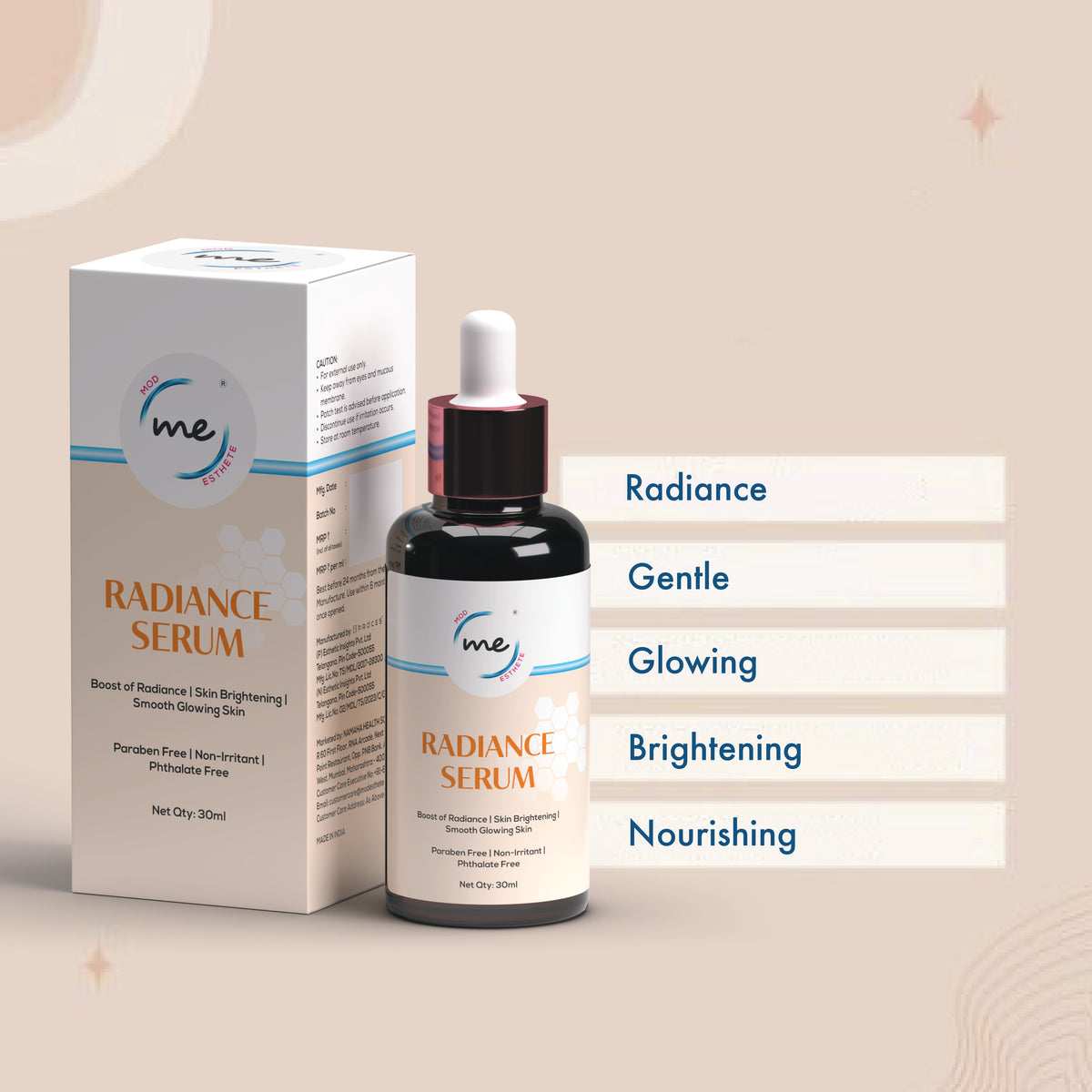 Mod Esthete ME Radiance Hydration Serum | Hyaluronic Acid + Sea Mushroom + Kojic Acid | Brightening, Deep Hydration, Anti-Pigmentation & Skin Soothing Serum – 30ml